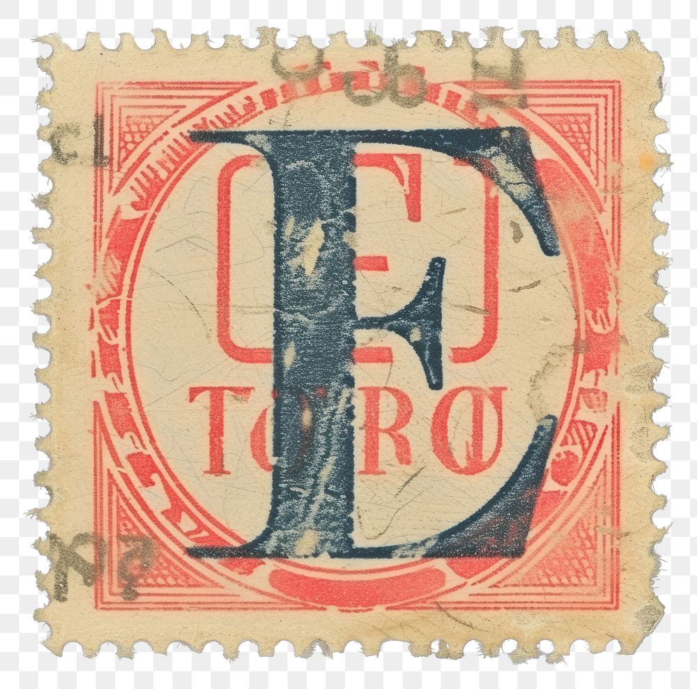 PNG Vintage alphabet E postage stamp.