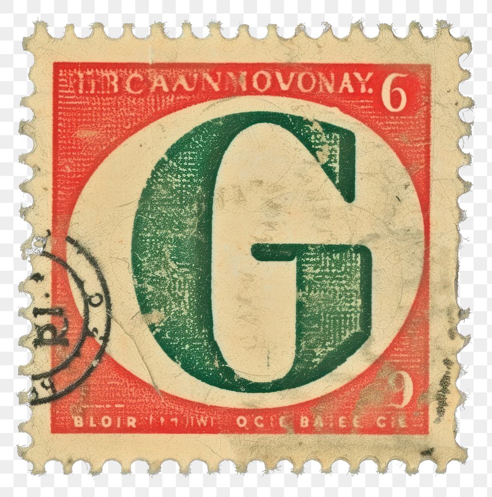 PNG Vintage alphabet G postage stamp.