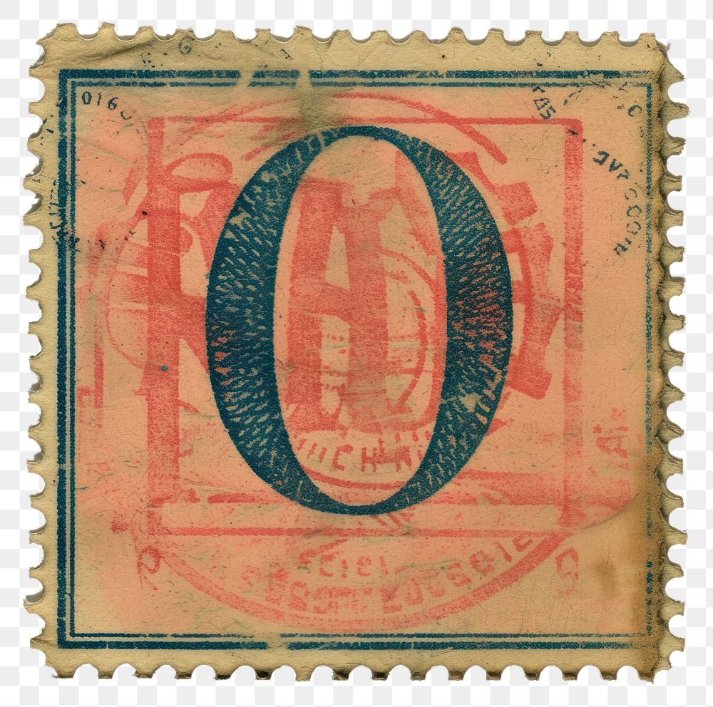 PNG Vintage alphabet O postage stamp.