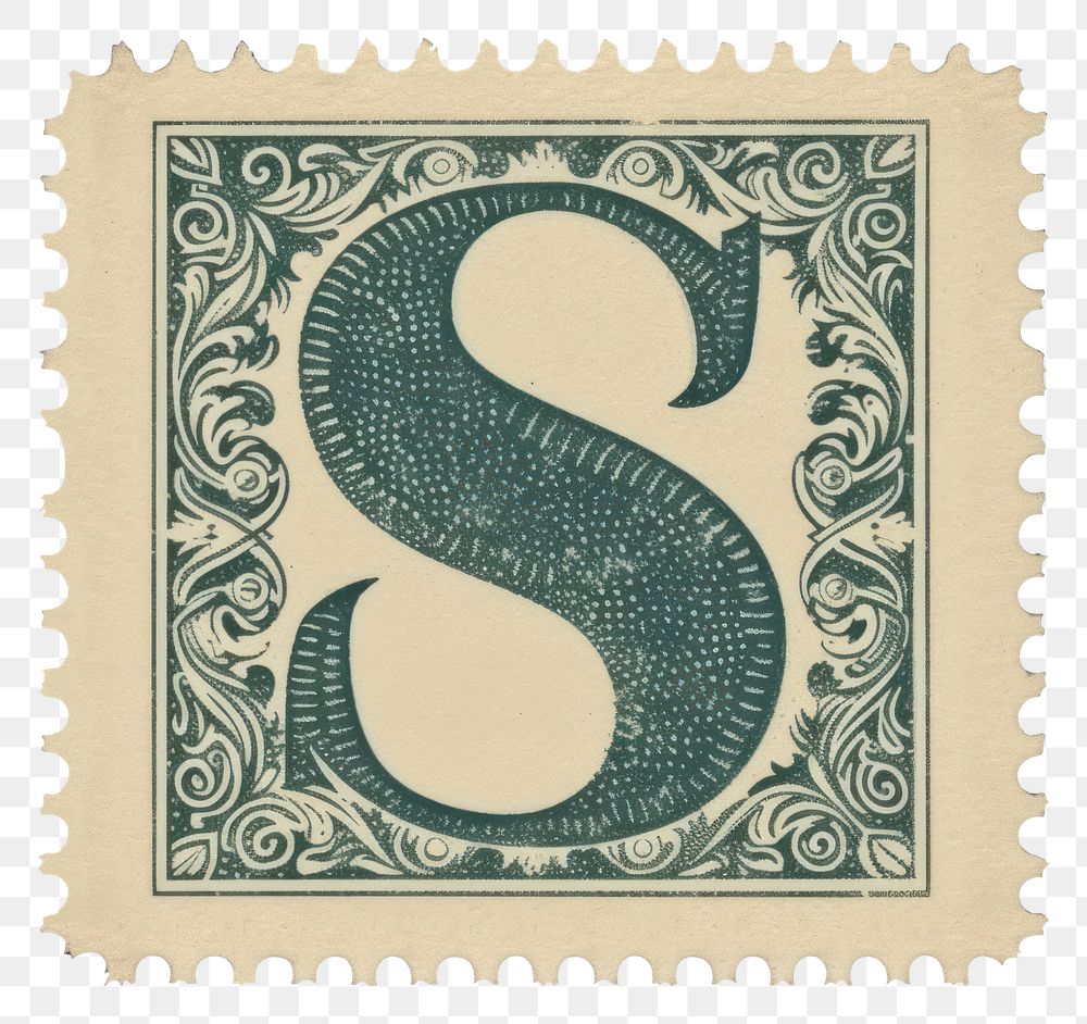 PNG Vintage alphabet S postage stamp.