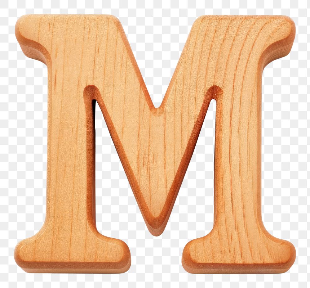PNG Letter M wood alphabet font.