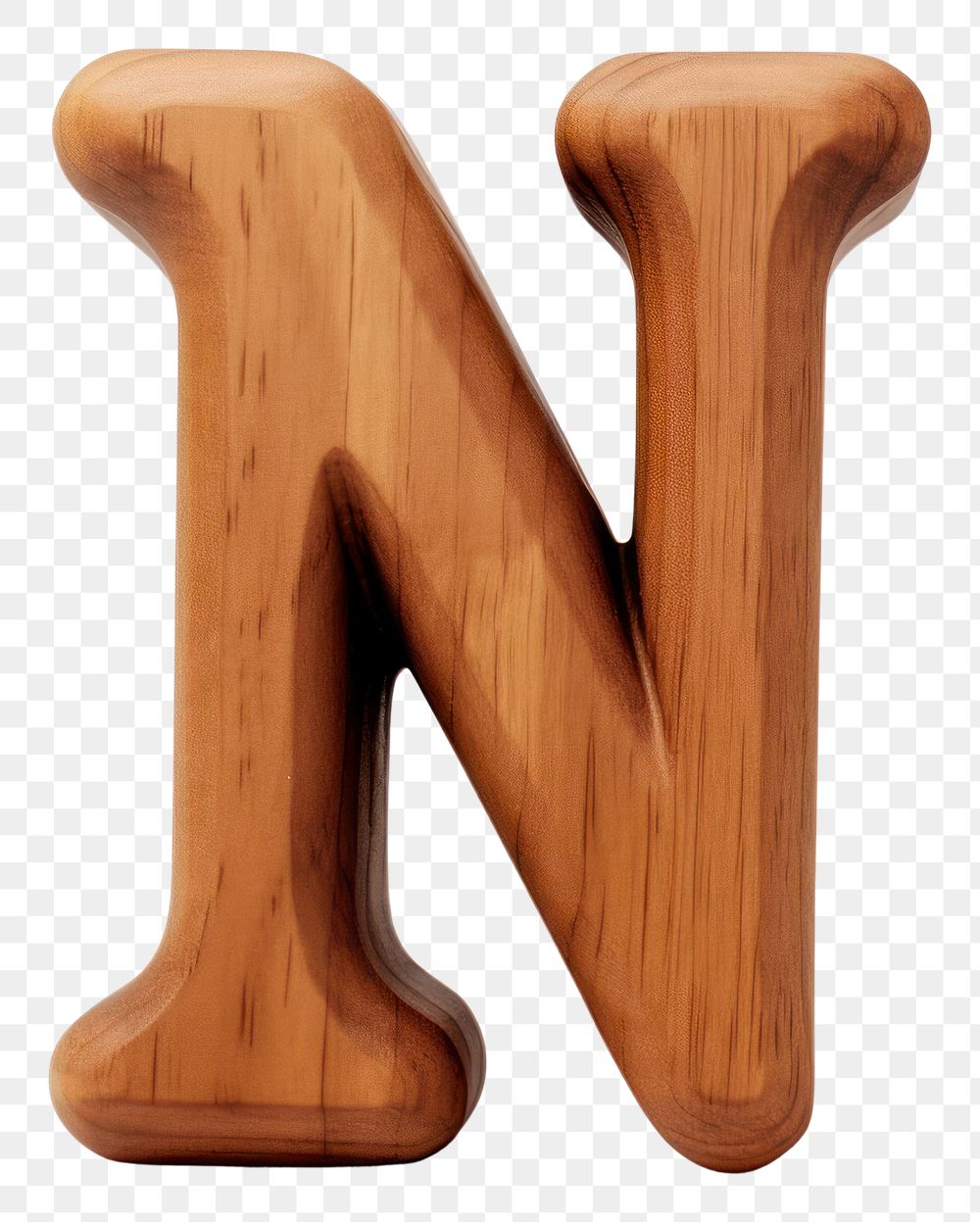 PNG Letter N wood alphabet font.