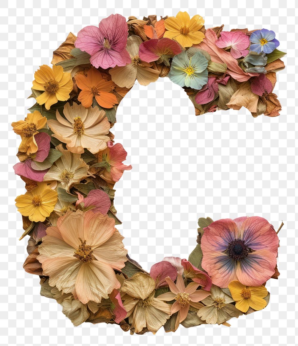 PNG Alphabet C font flower wreath plant