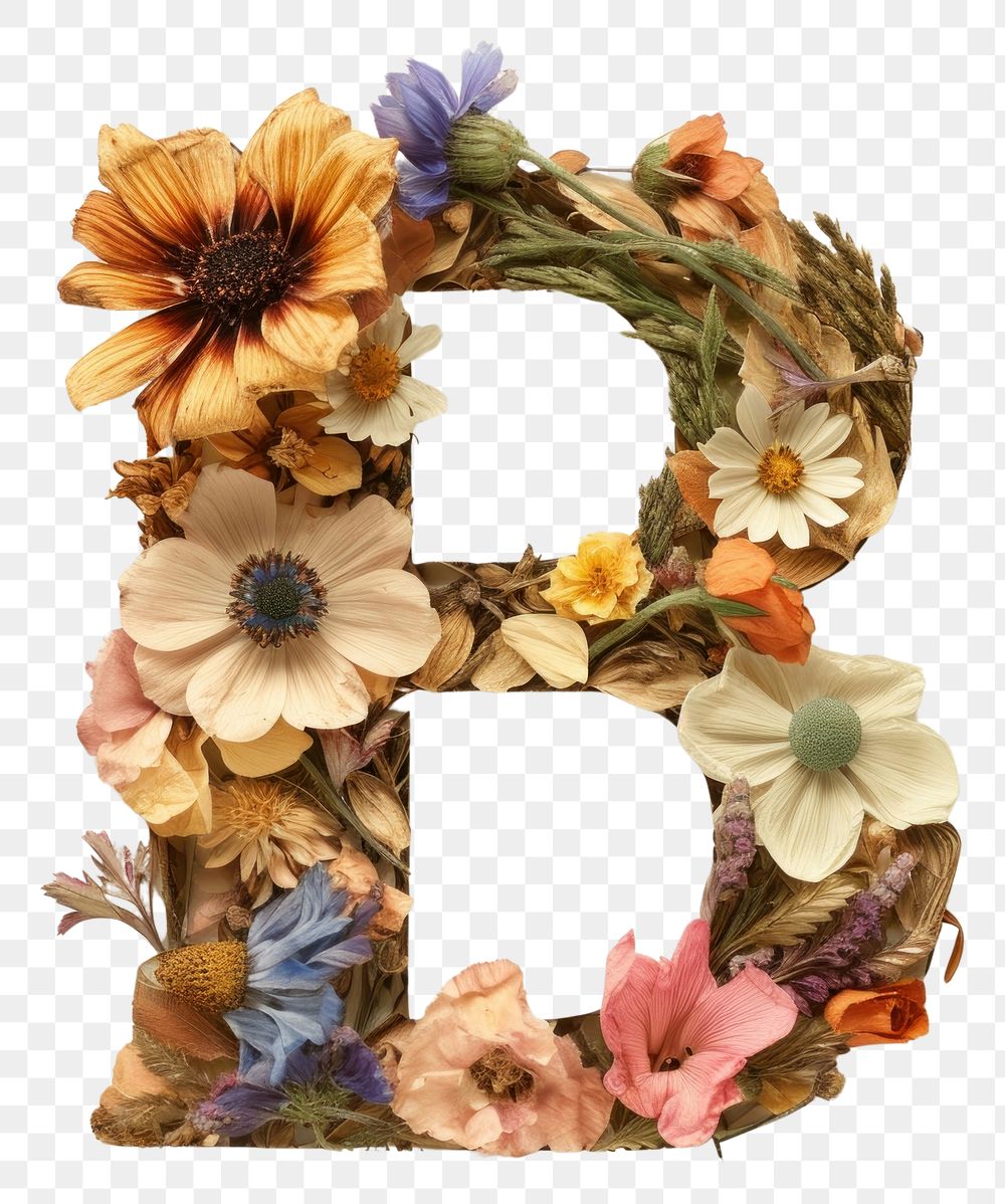 PNG Alphabet B font flower art wreath