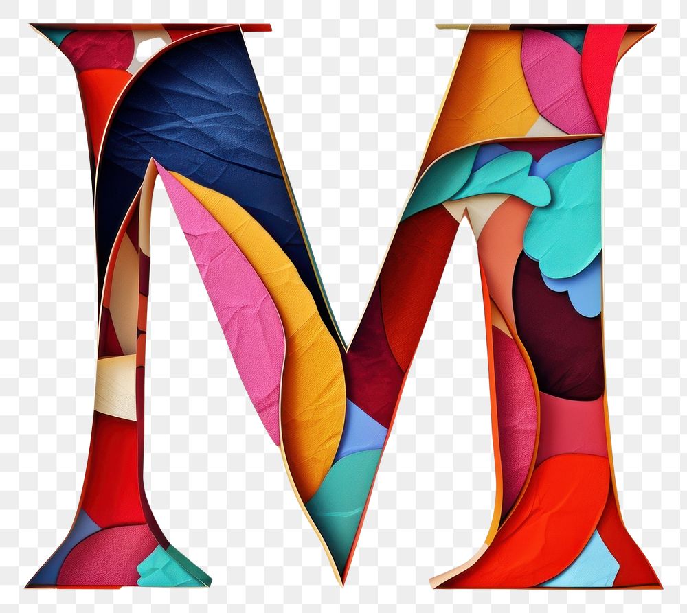 PNG  Alphabet M text art shape.