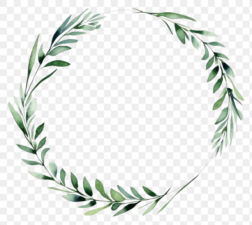 PNG Green stroke bamboo leaves frame pattern circle wreath.