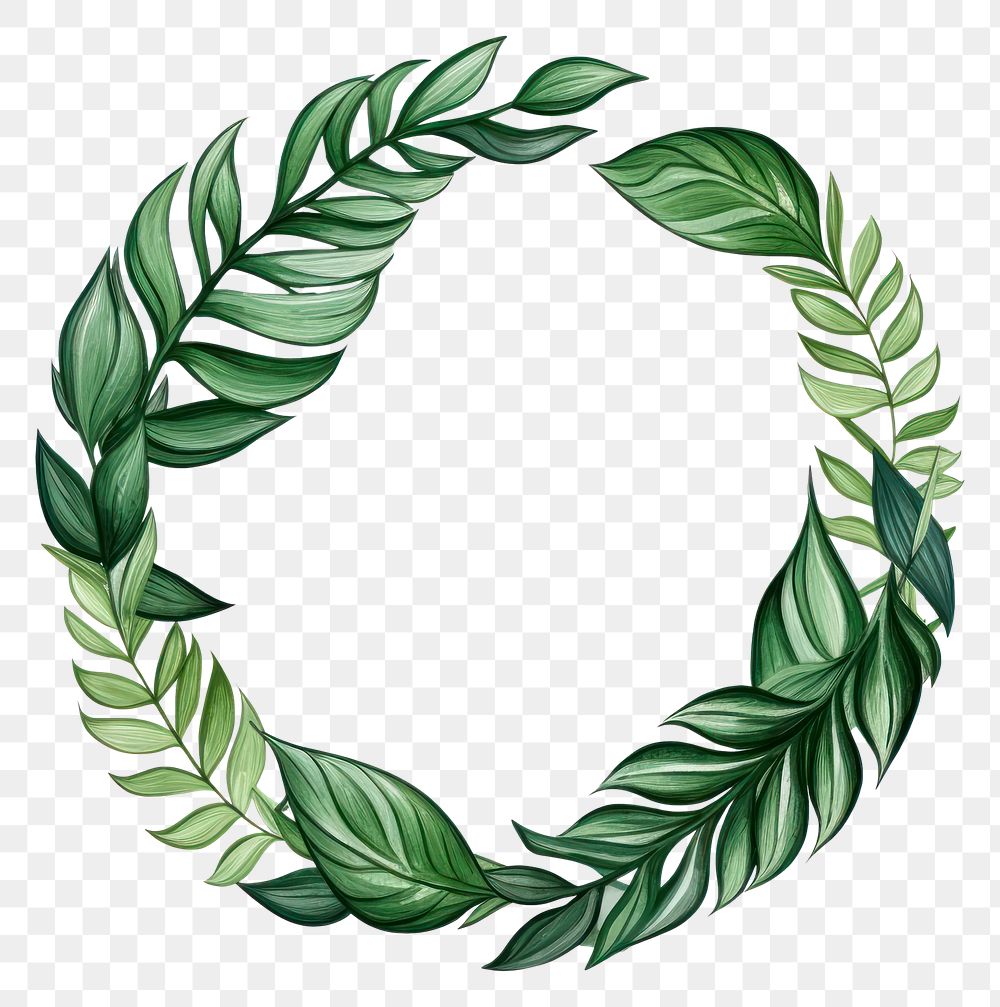 PNG Green stroke rose leaves frame circle wreath plant.