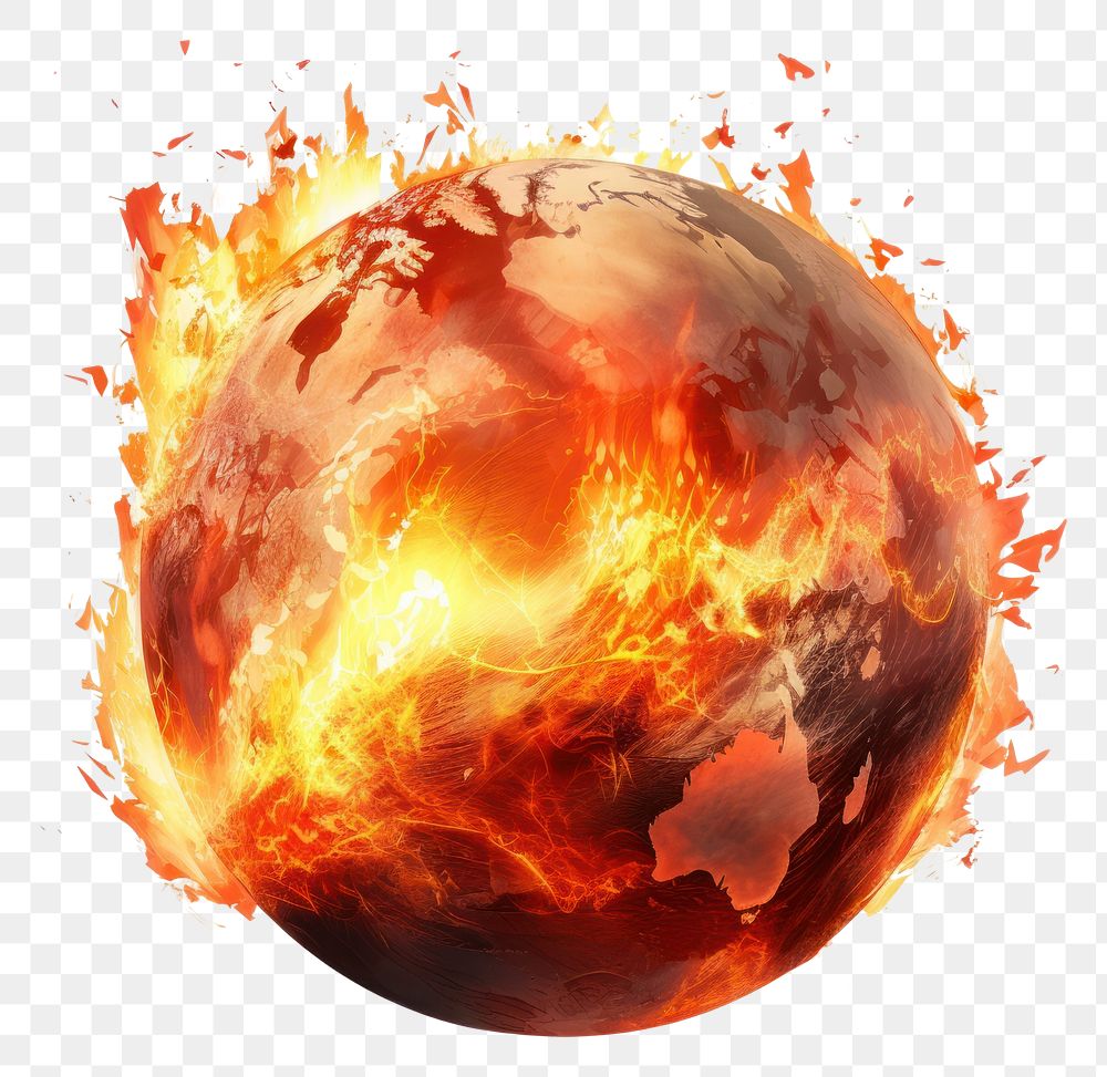 PNG Fire earth globe sphere planet space.