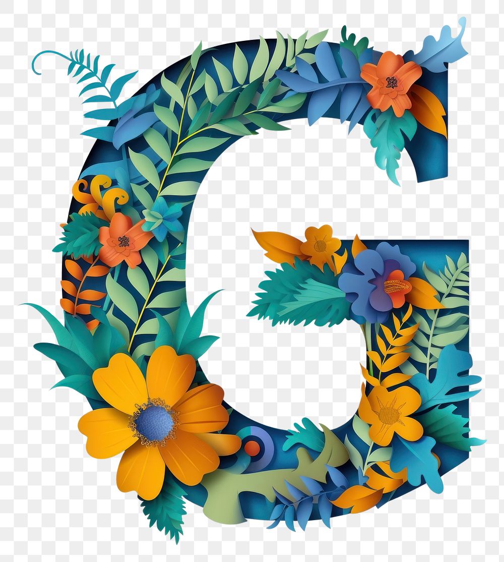 PNG Letter G alphabet flower shape.