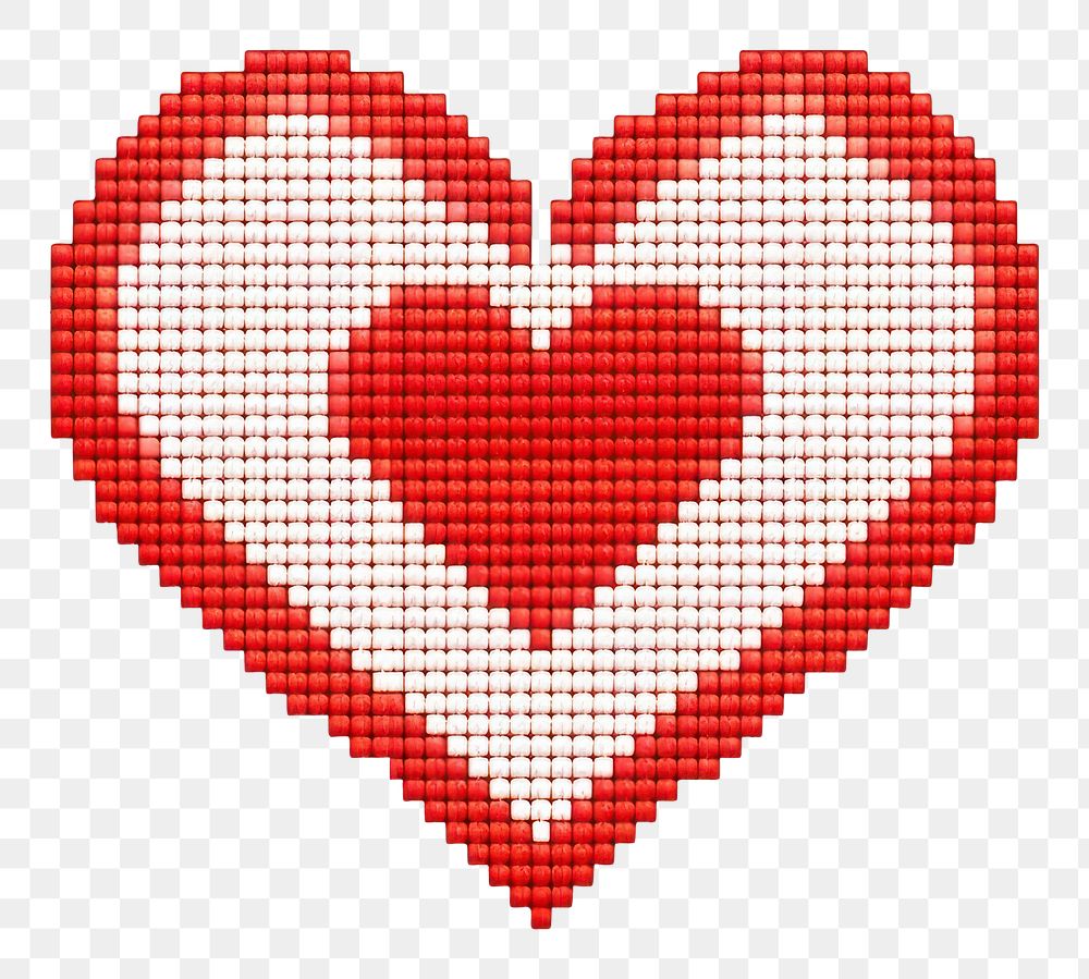 PNG Cross stitching red heart symbol creativity pixelated.
