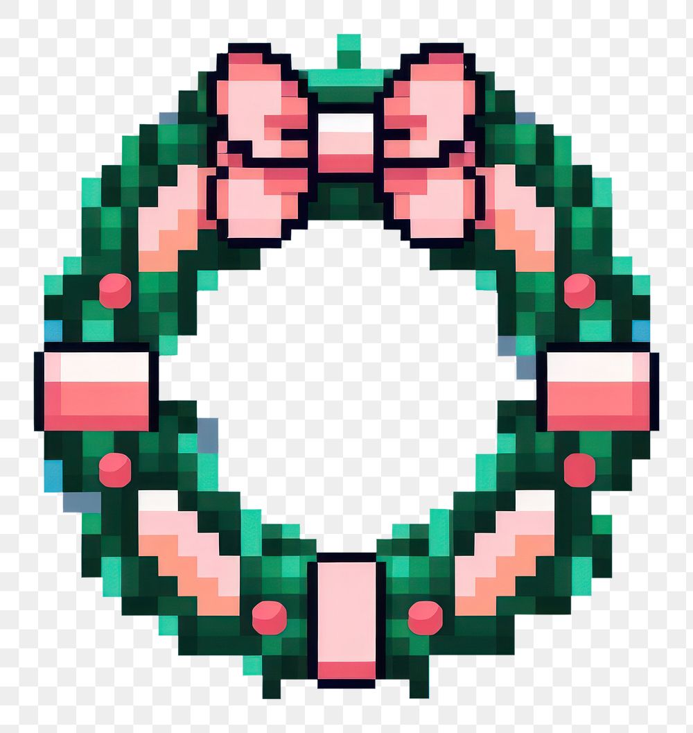 PNG Christmas wreath pixel shape celebration accessories.