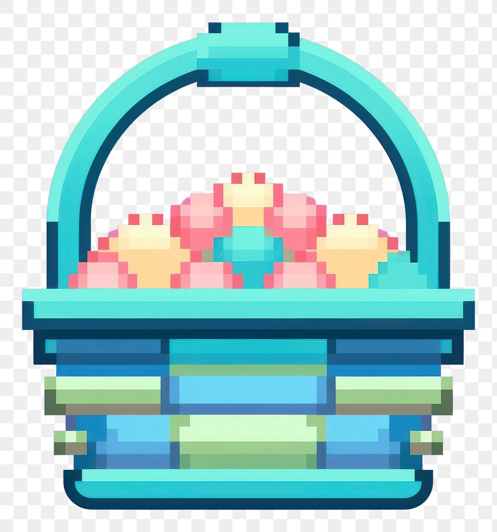 PNG Easter egg in basket pixel technology pixelated container.