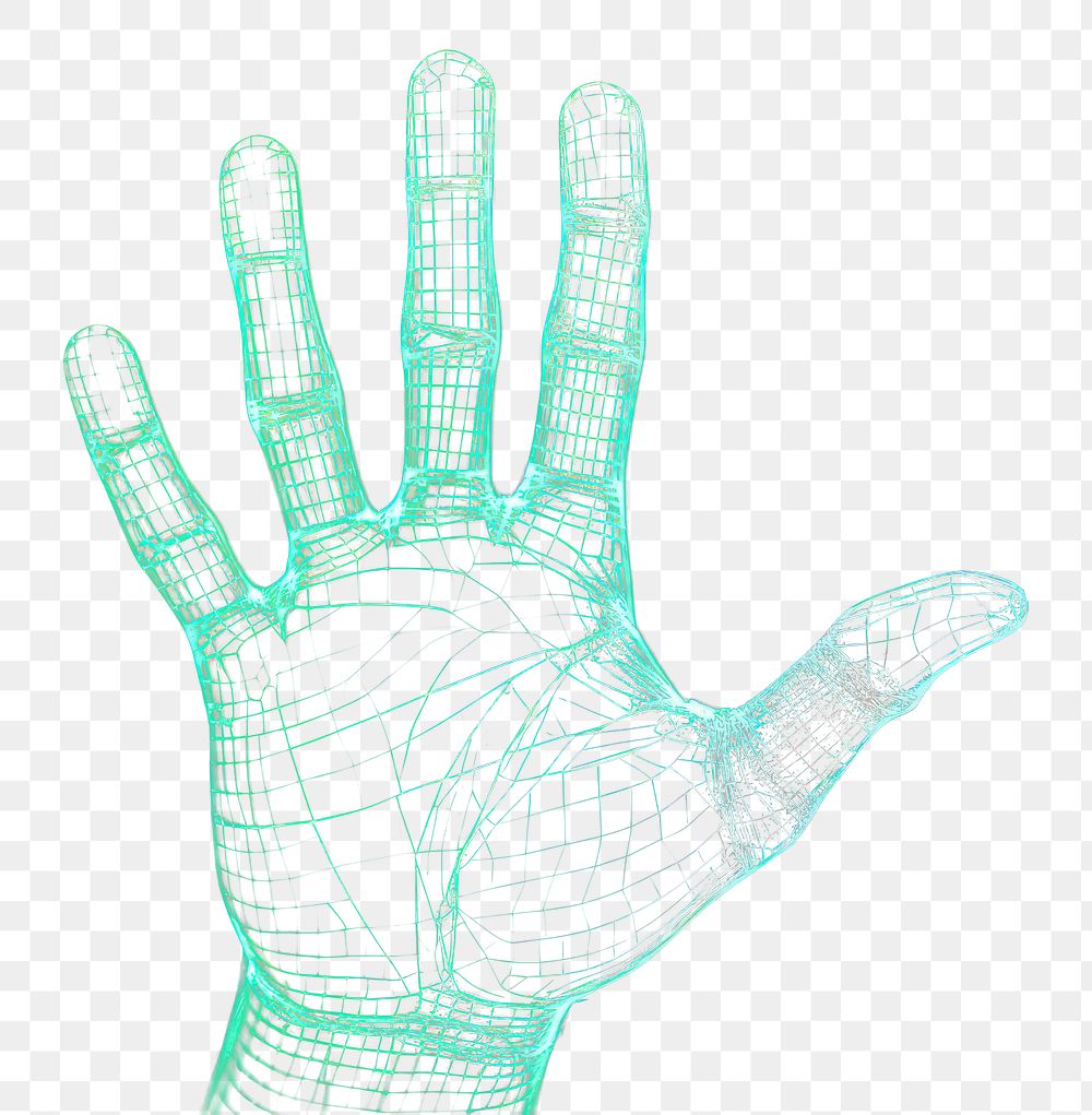 PNG  Wireframe of hand grid technology futuristic gesturing.
