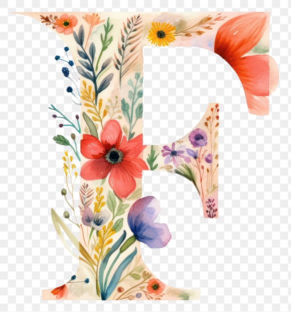 PNG Floral inside alphabet F flower art pattern