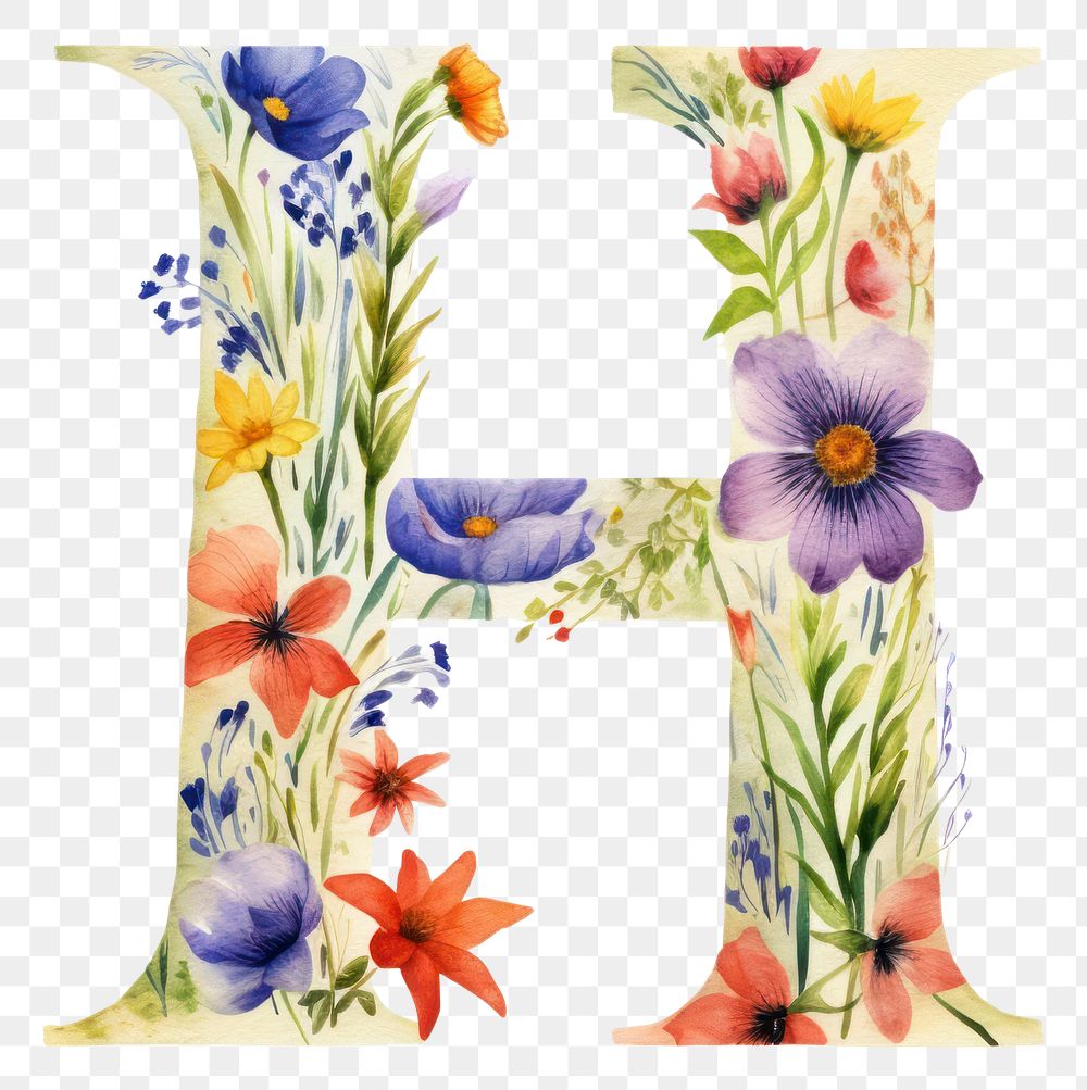PNG Flower art alphabet pattern