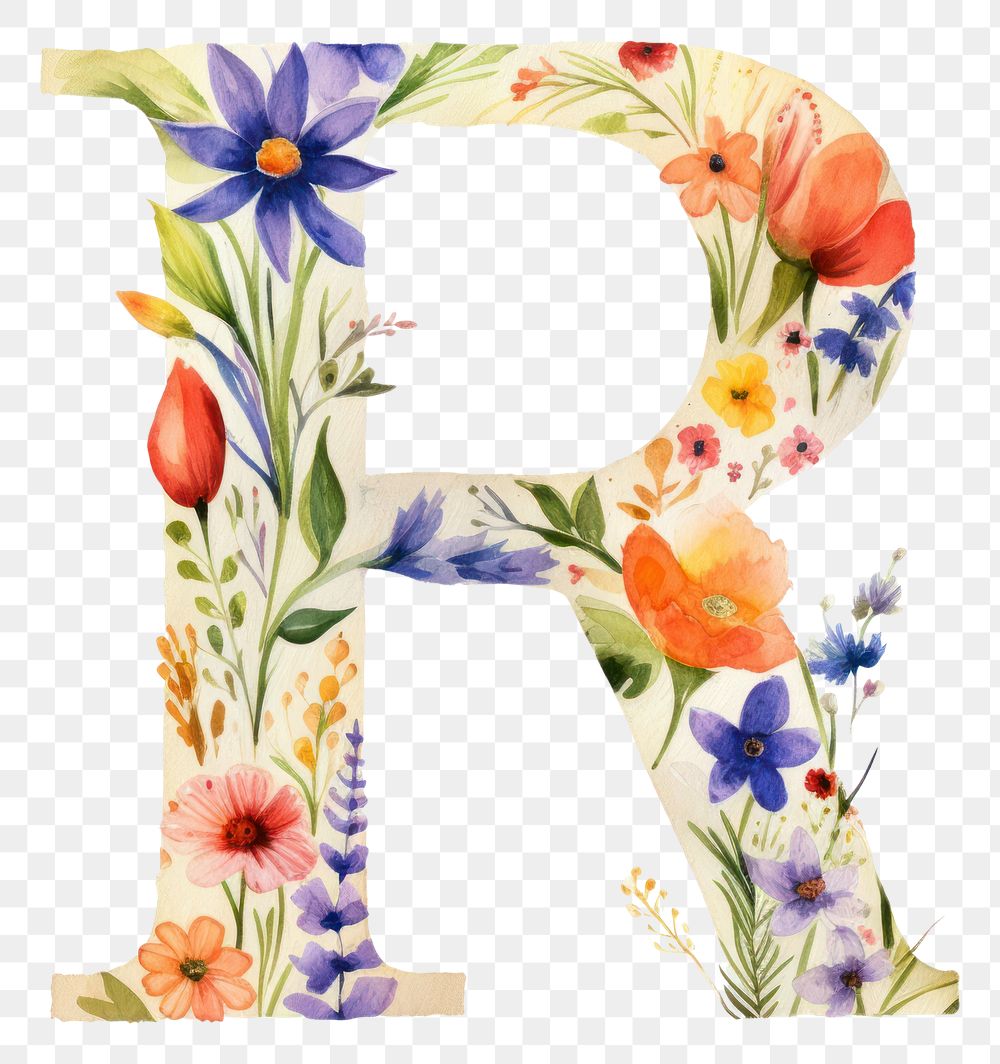 PNG Flower text art alphabet.