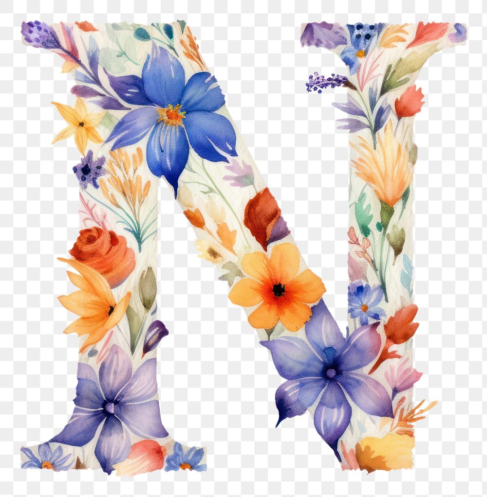 PNG Flower alphabet pattern text
