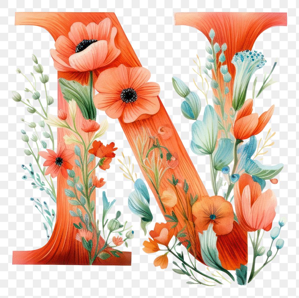 PNG Number flower plant text