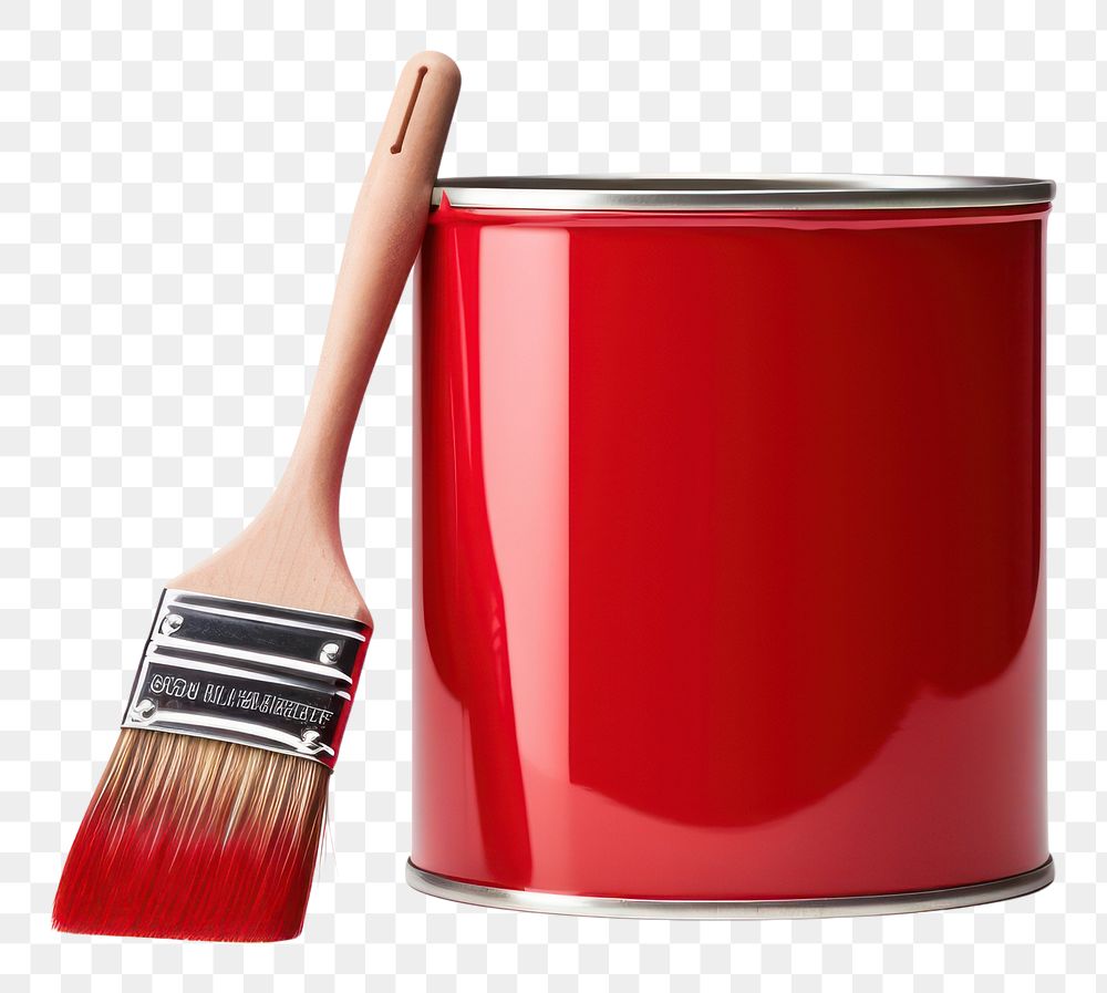 PNG Red paint can and brush red white background paintbrush.