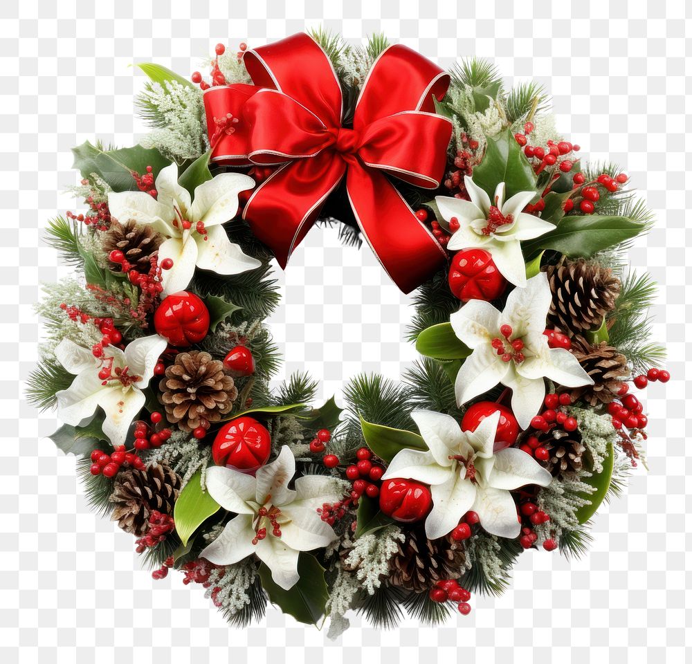 PNG Christmas wreath plant white background celebration.