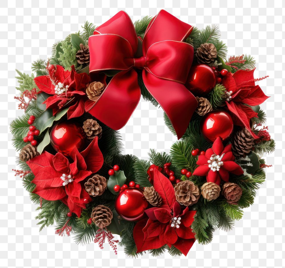 PNG Christmas wreath white background celebration decoration.