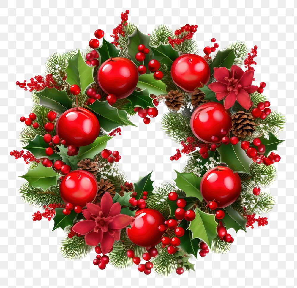 PNG Christmas wreath white background celebration lingonberry.