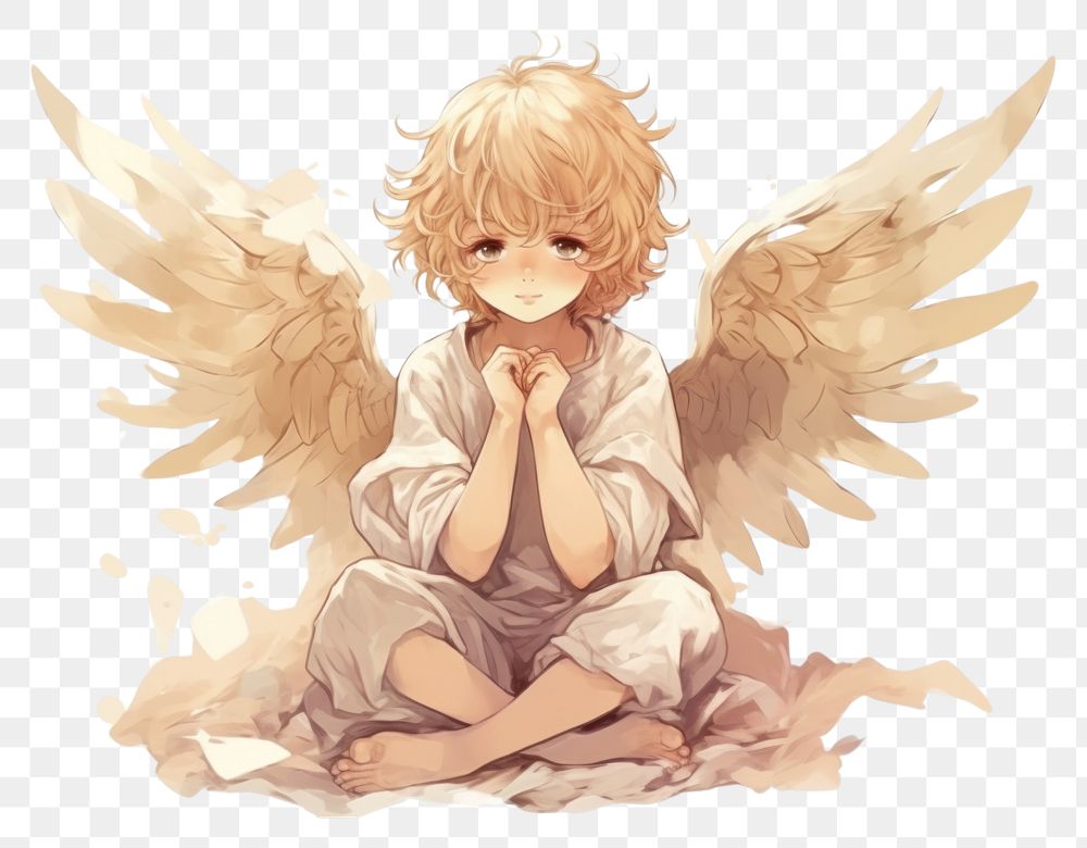 PNG Female child angel anime representation spirituality.