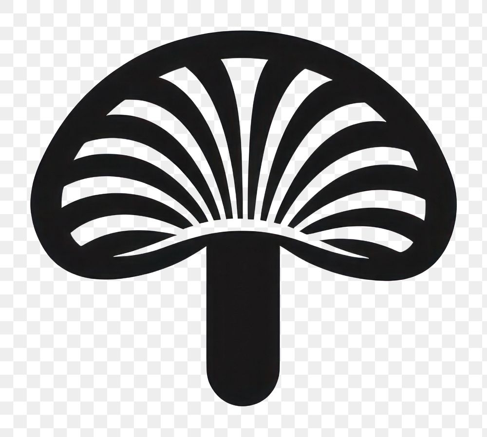 PNG Mushroom linocut logo pattern stencil.