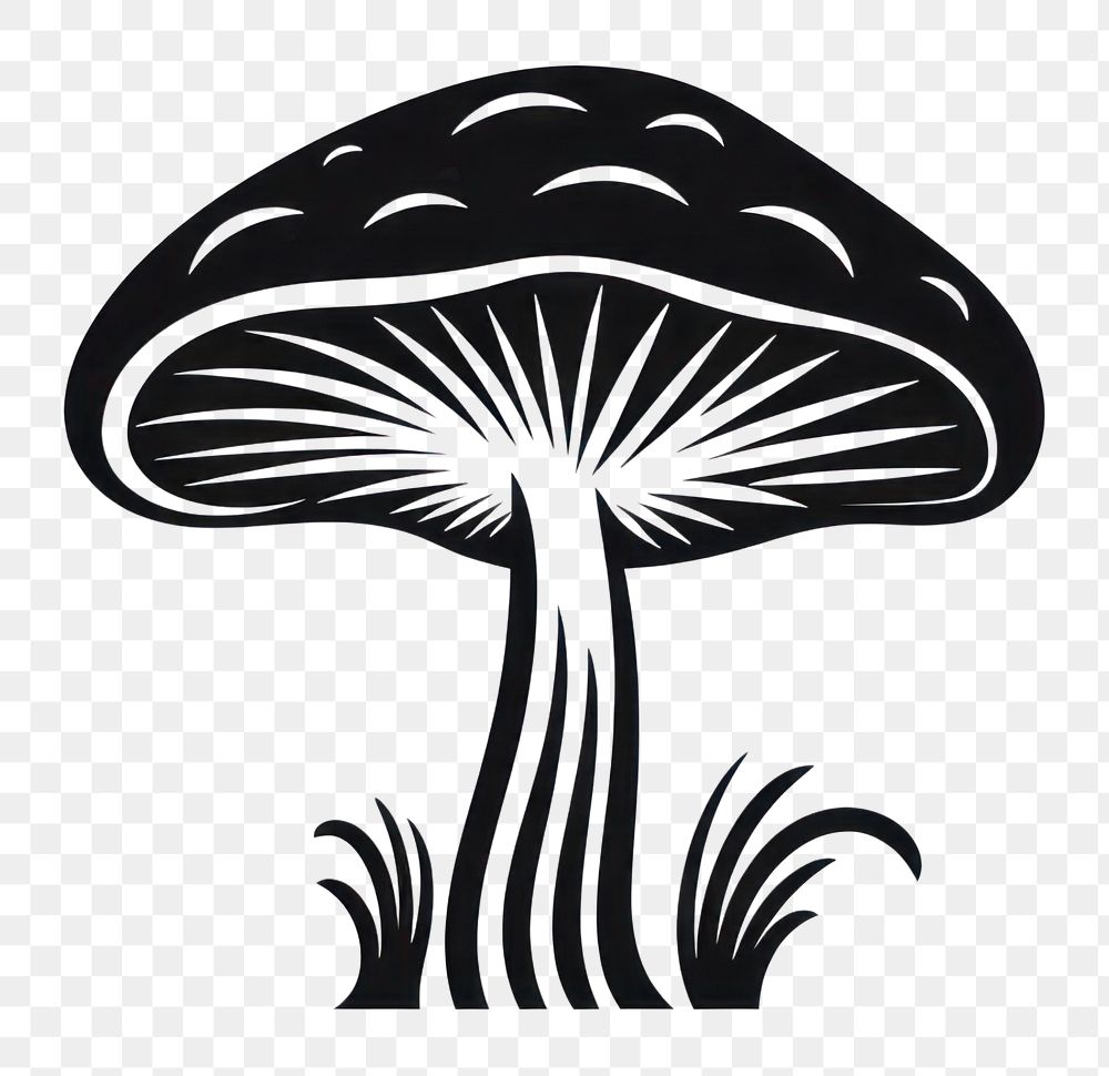 PNG Mushroom linocut fungus plant logo.