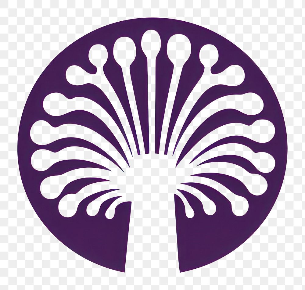 PNG Mushroom linocut logo purple blossom.