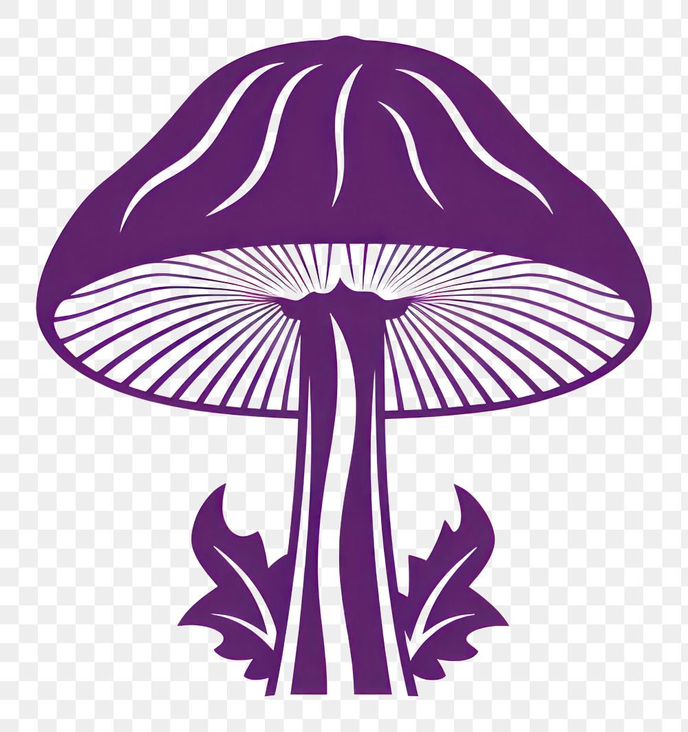 PNG Mushroom linocut purple fungus plant.