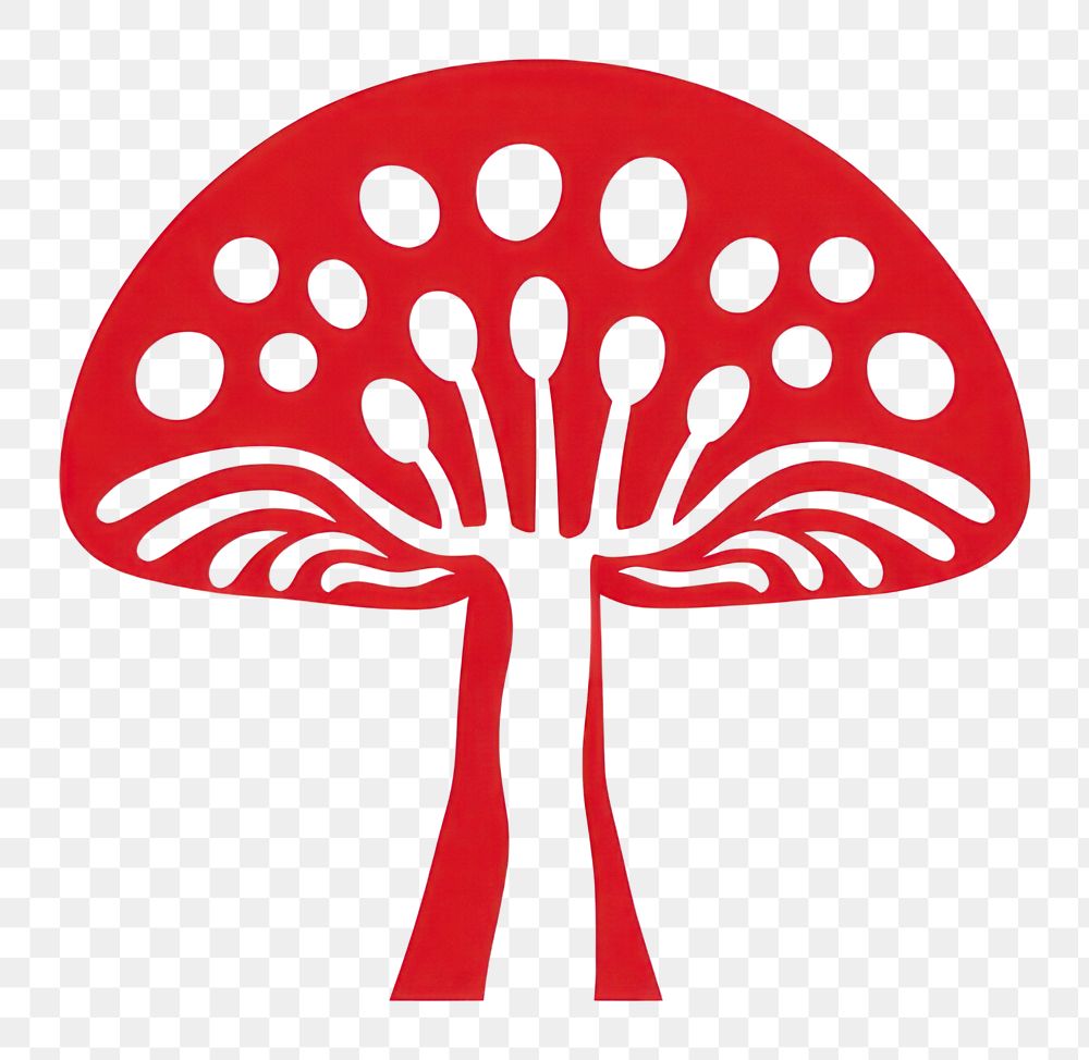 PNG Mushroom linocut plant logo red.