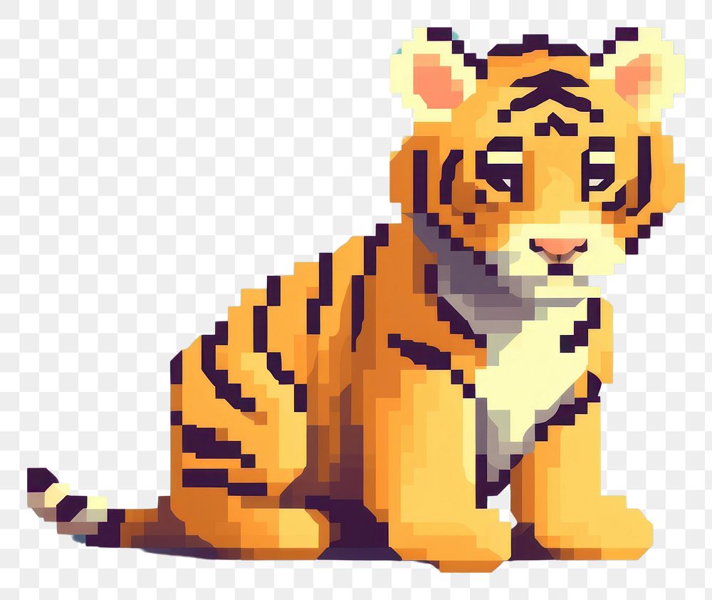 PNG Tiger pixel wildlife animal mammal.