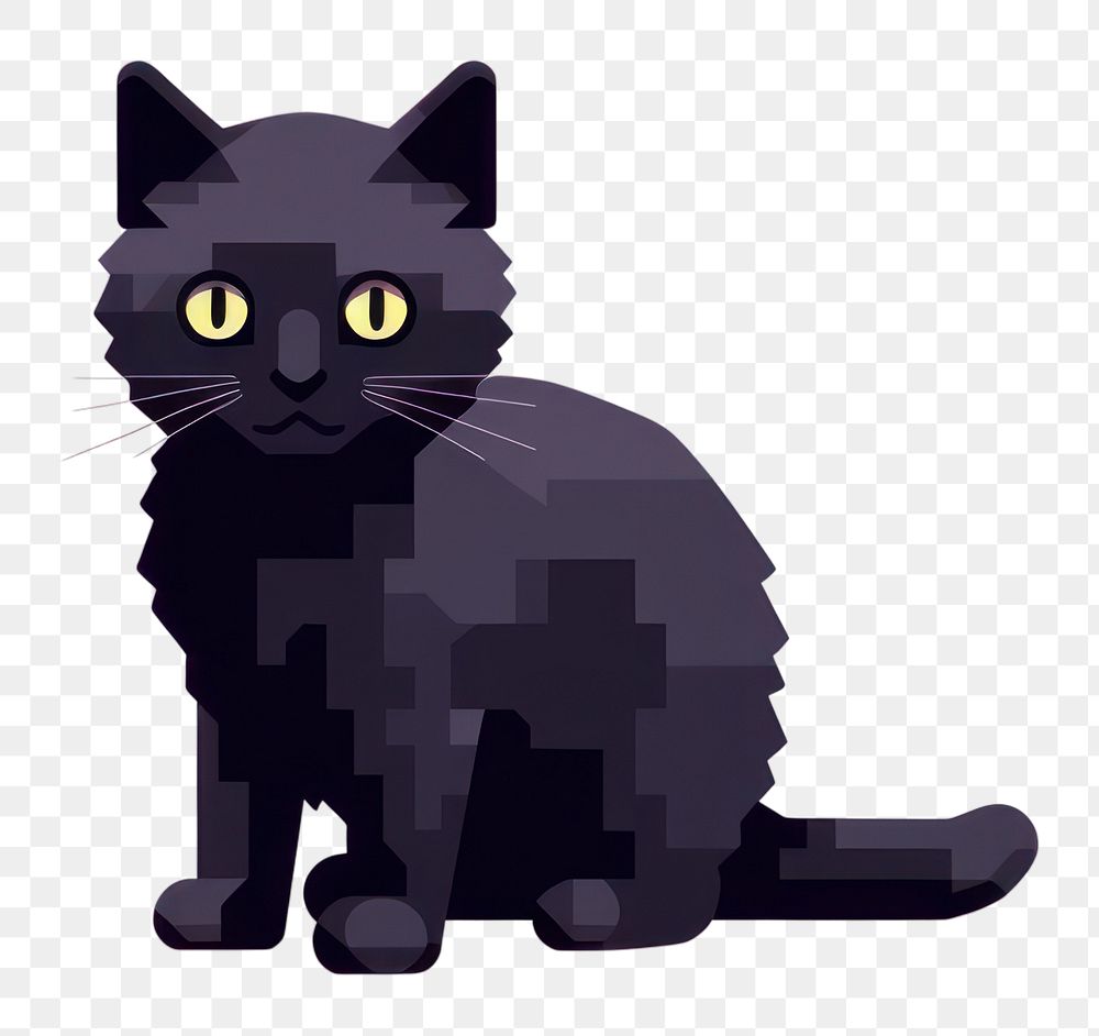 PNG Black cat pixel animal mammal pet.
