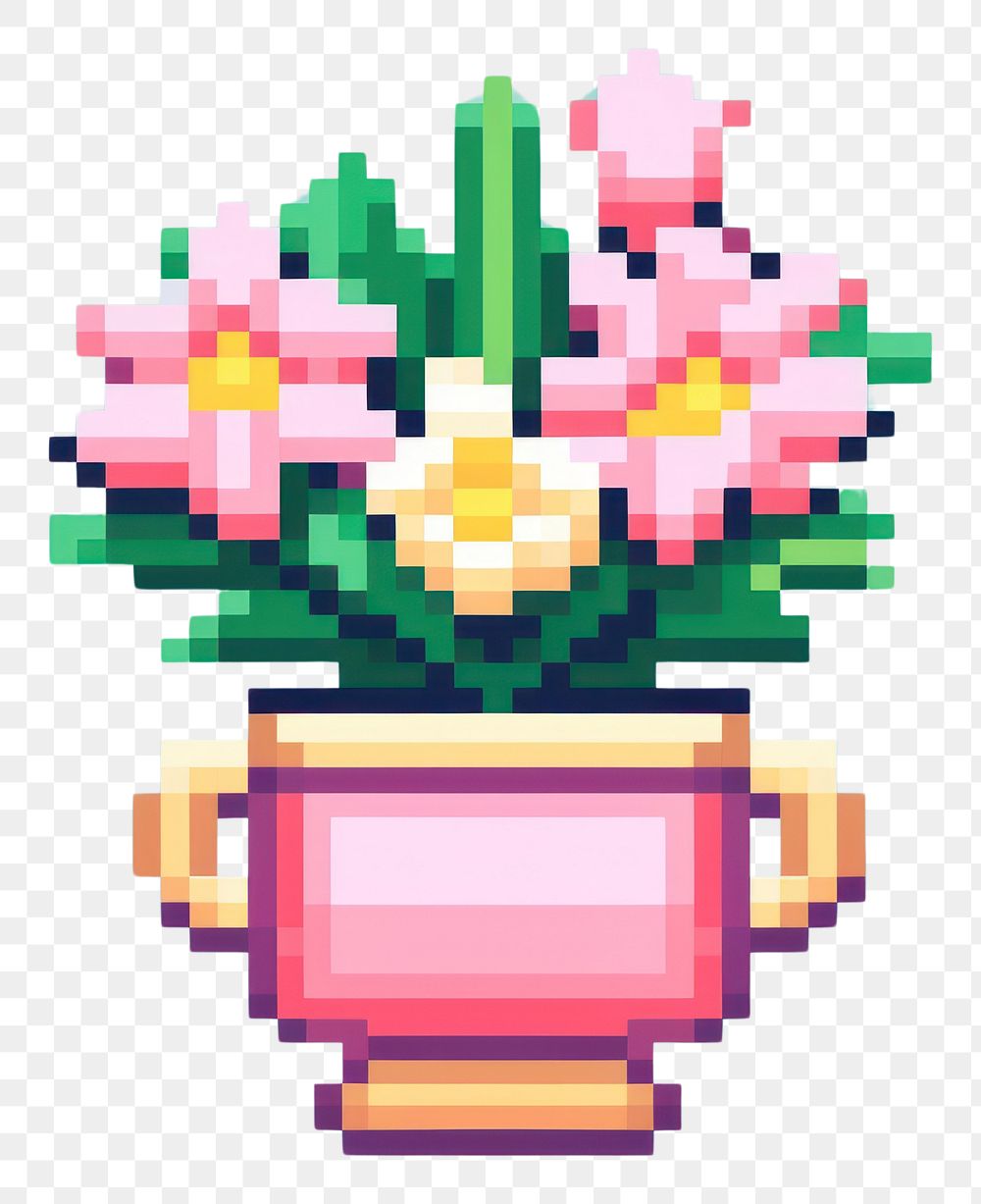 PNG Flower vase pixel graphics pattern plant.