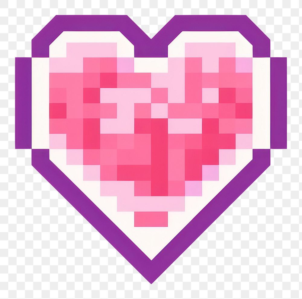 PNG Heart pixel purple shape pixelated.