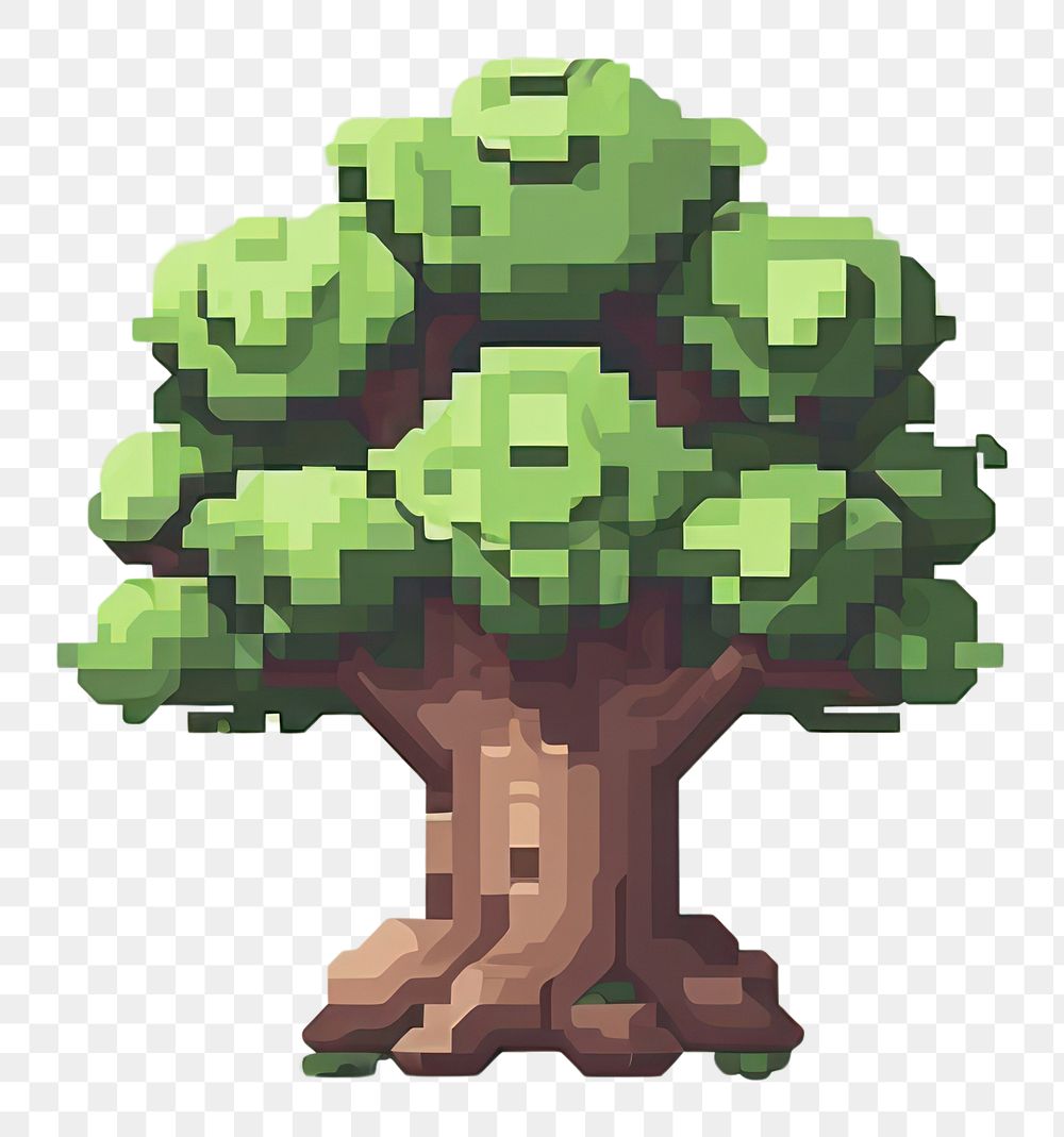 PNG Oak tree pixel bonsai plant green.
