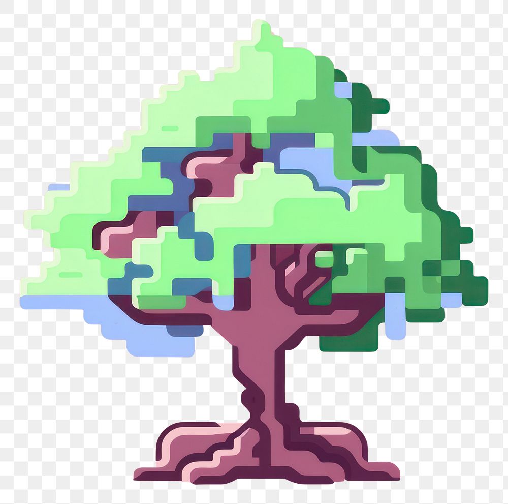 PNG Oak tree pixel plant art creativity.