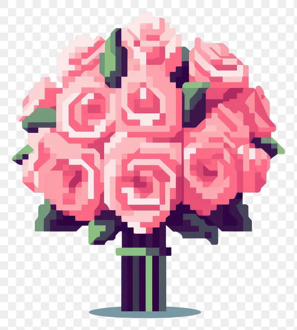 PNG Roses bouquet pixel art graphics flower.