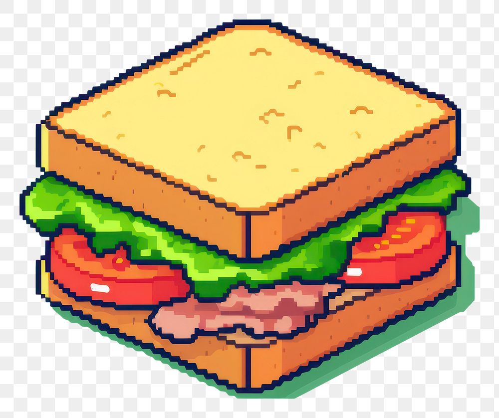 PNG Sandwich pixel bread lunch food.