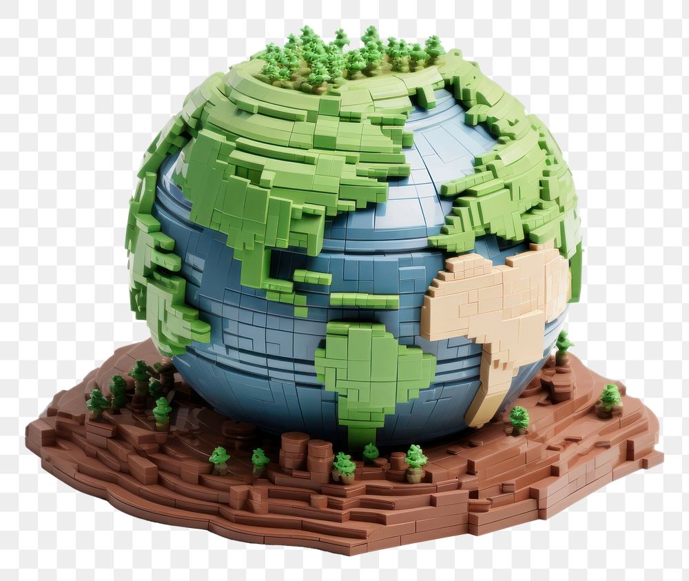 PNG Earth brick toy sphere planet globe.