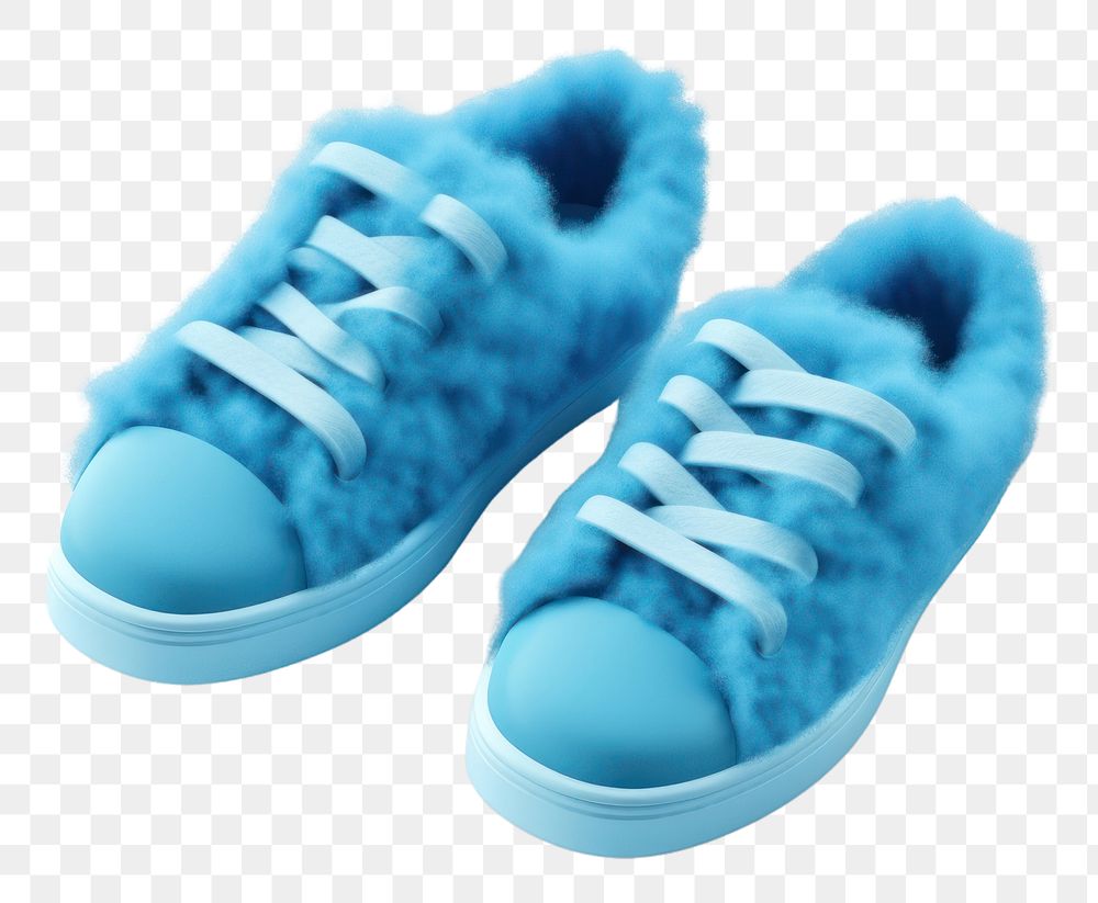 PNG Shoes fluffy wool footwear blue turquoise.