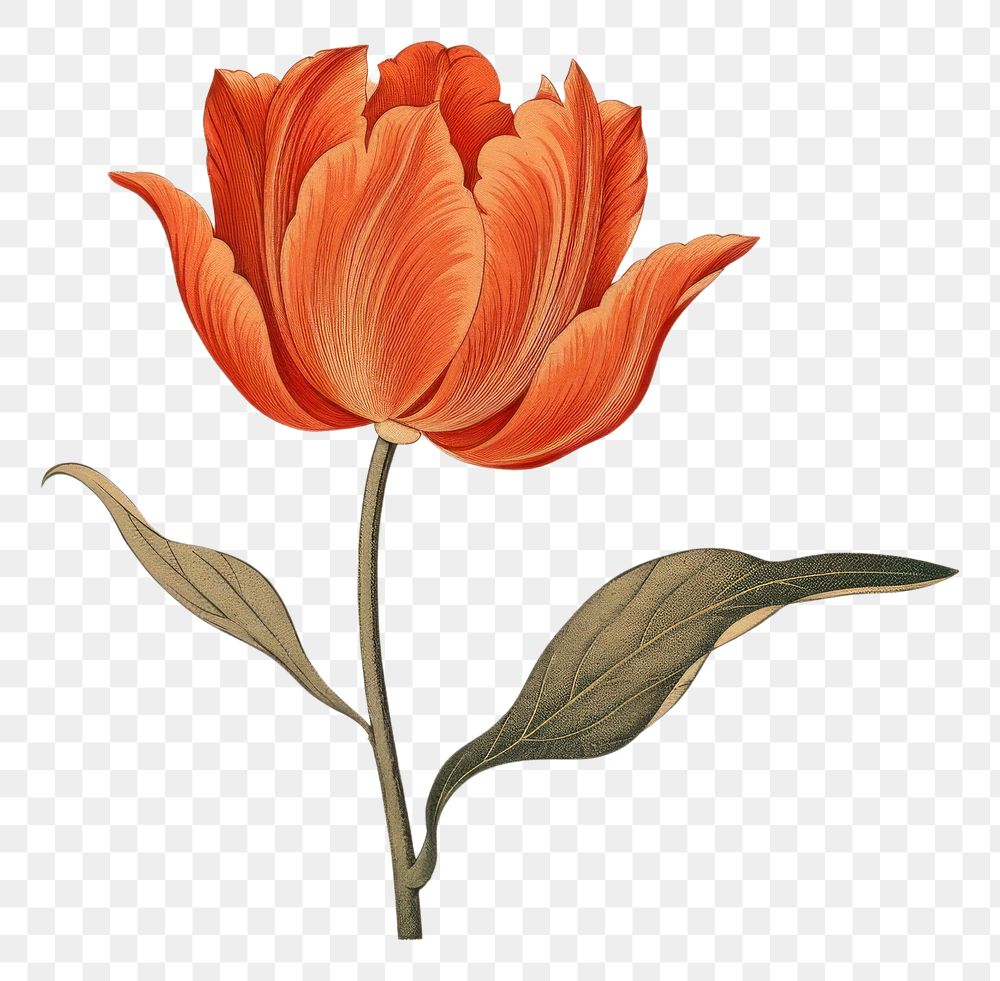 PNG Ukiyo-e art print style Tulip tulip flower plant.