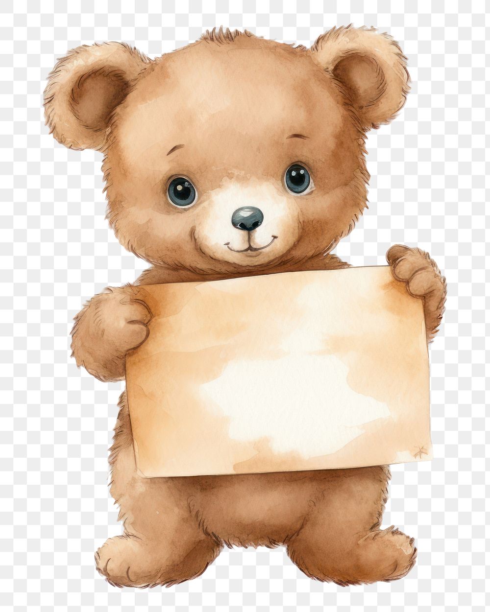 PNG Bear holding blank board cartoon cute baby.