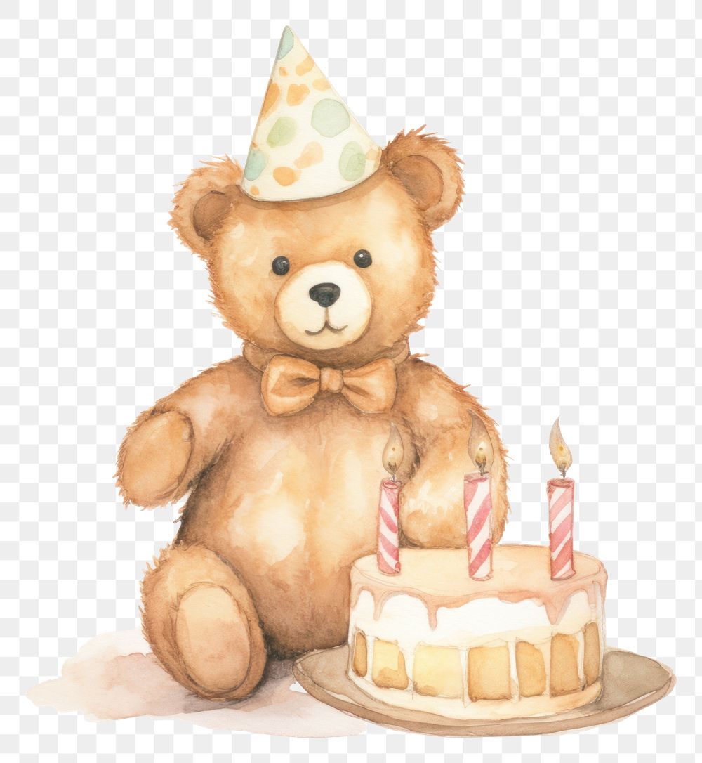 PNG  Teddy bear cake birthday dessert.