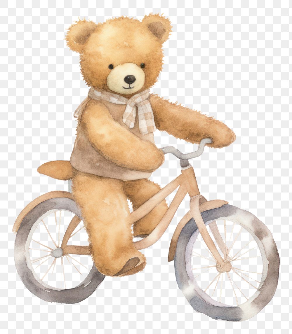 PNG  Teddy bear bicycle vehicle toy.