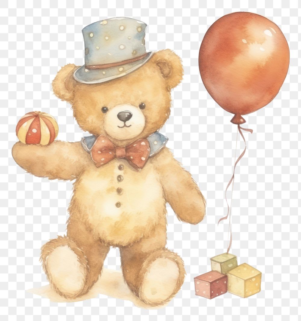 PNG  Teddy bear balloon cute toy.