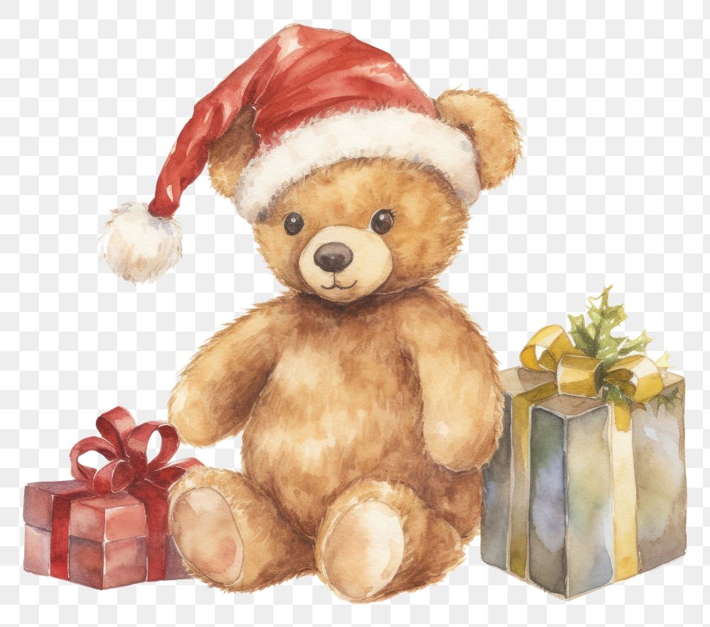 PNG  Teddy bear christmas cute toy.