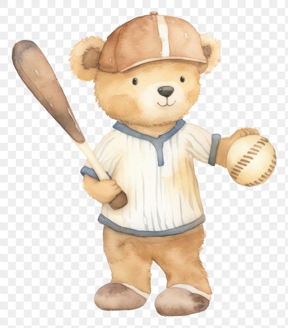 PNG  Teddy bear baseball sports toy.