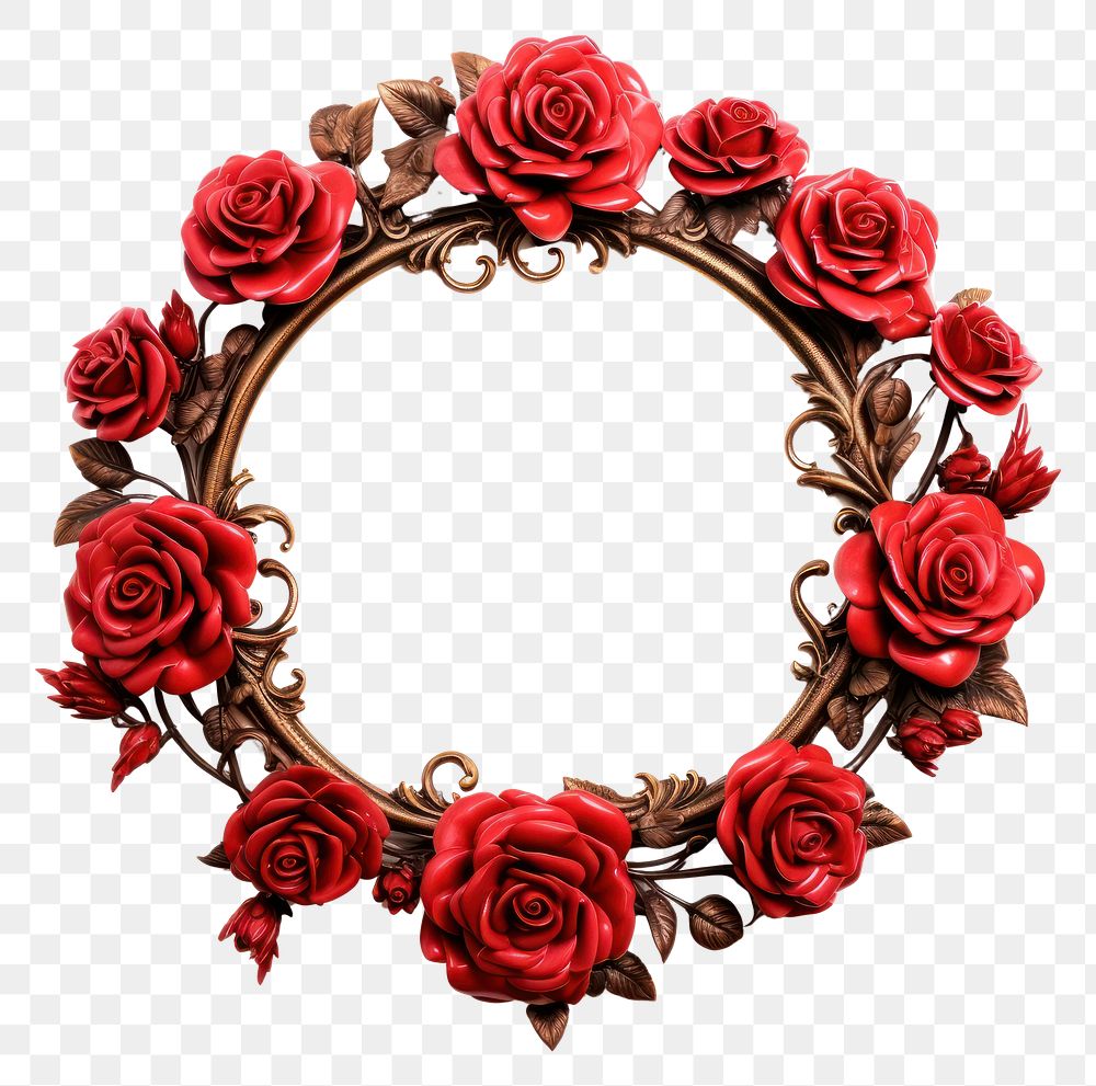 PNG Iron rose red frame flower jewelry plant.